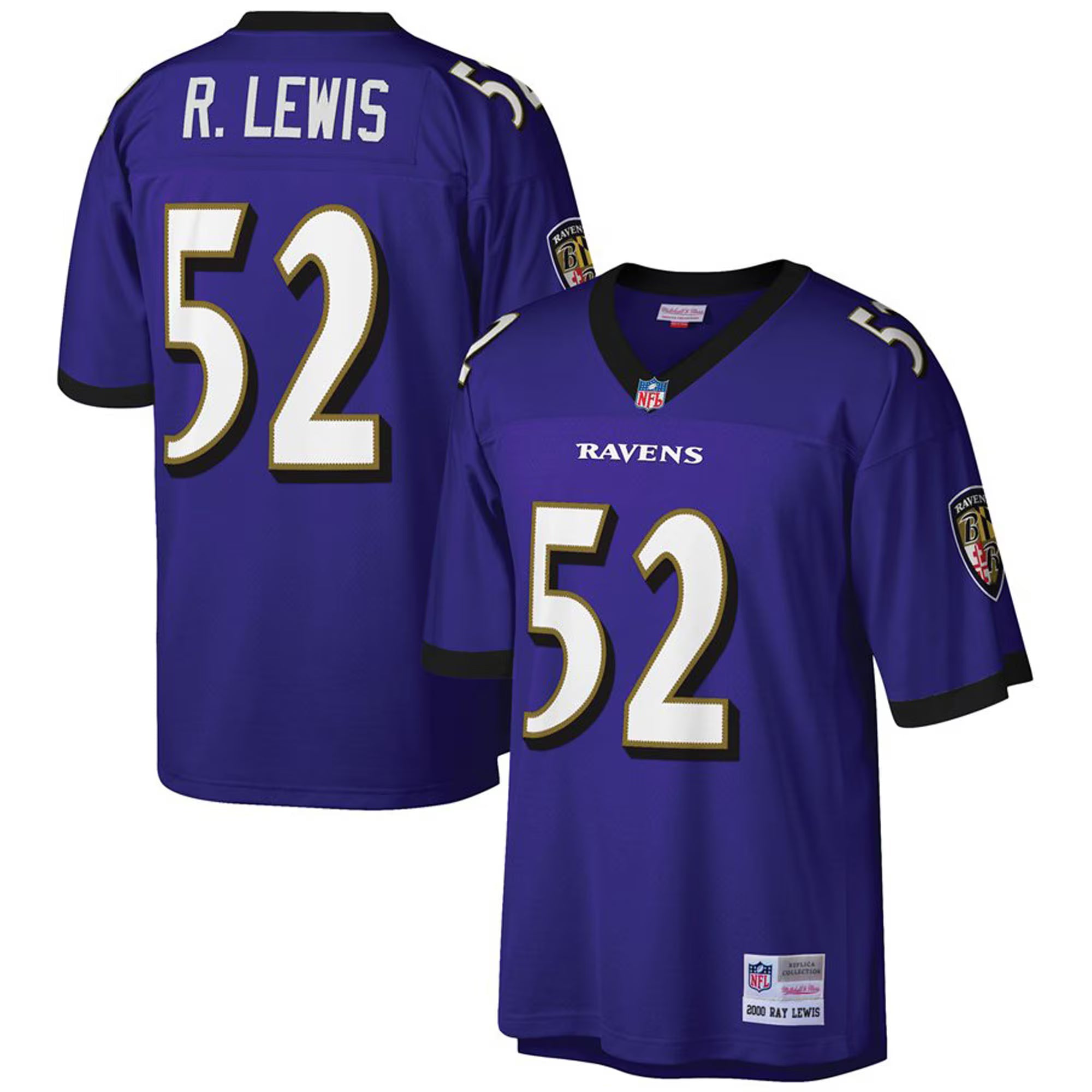 Baltimore Ravens Ray Lewis Mitchell & Ness Purple Big & Tall 2000 Retired Player Replica Jersey