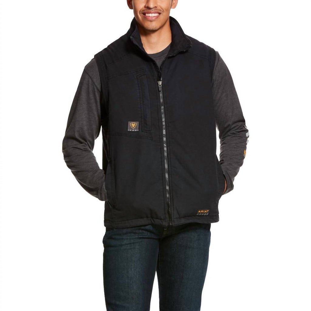 Men's Washed Duracanvas Insulated Winter Vest In Black