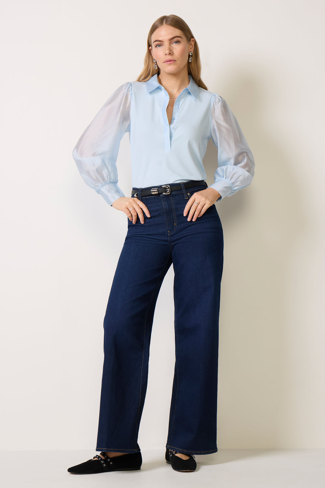 Women's Nelly Sheer Sleeve Top