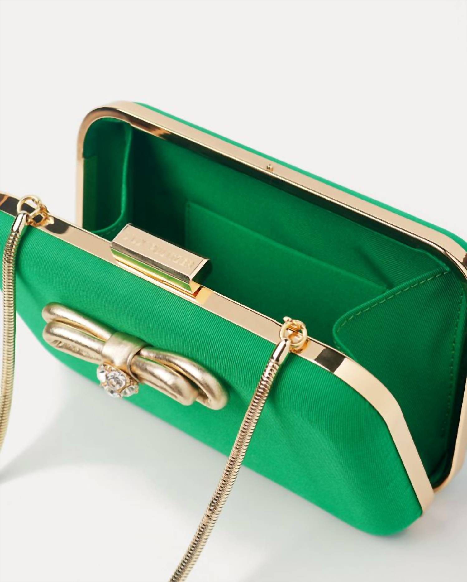 Jessy Bow Hard Clutch In Bamboo Green
