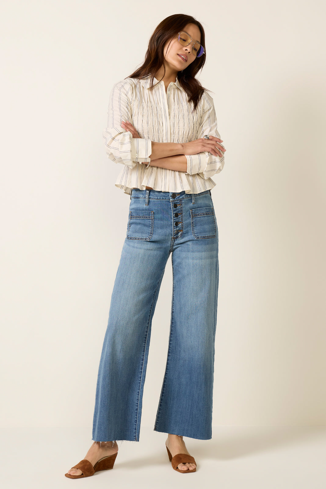 Women's Meg Wide Leg w/ Buttons Jeans