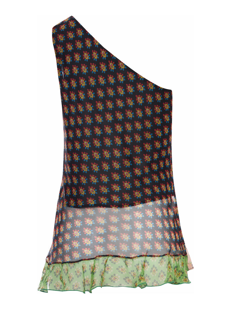 Etro Women Asymmetric Top With Micro Floral Print