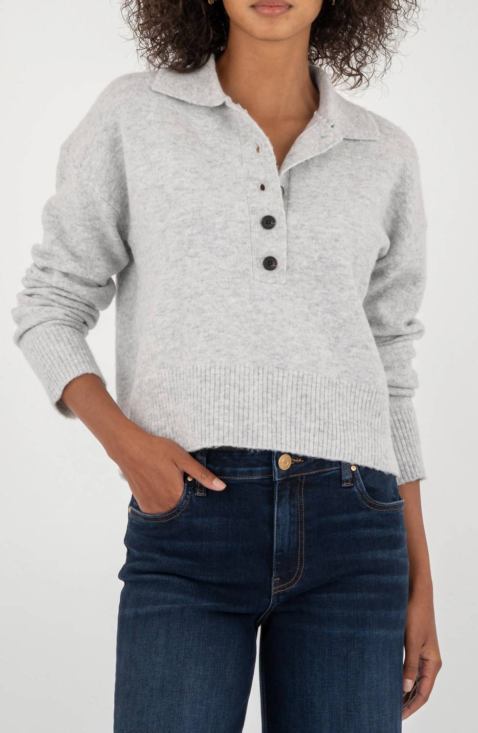 Lilia Long Sleeve Top In Grey
