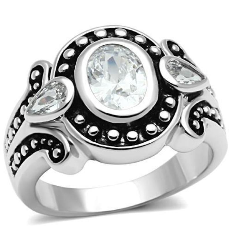 Rhodium Brass Ring with AAA Grade CZ in Clear