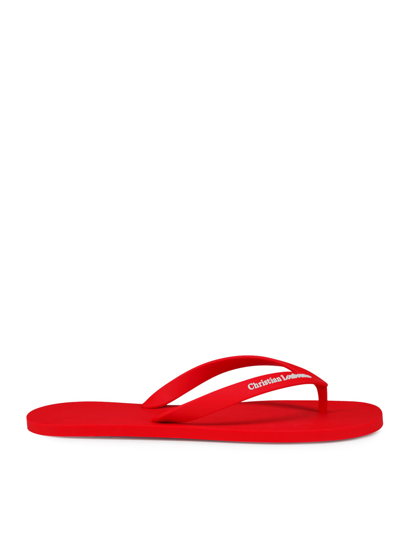 Christian Louboutin Men Rubber Flip Flops With Logo