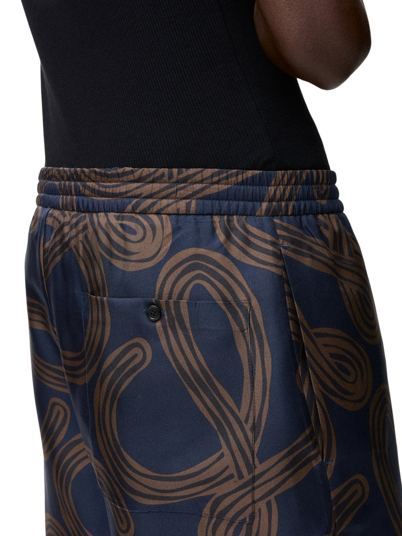 Loewe X Paula`S Ibiza Men Silk Twill Shorts With All-Over Anagram Print
