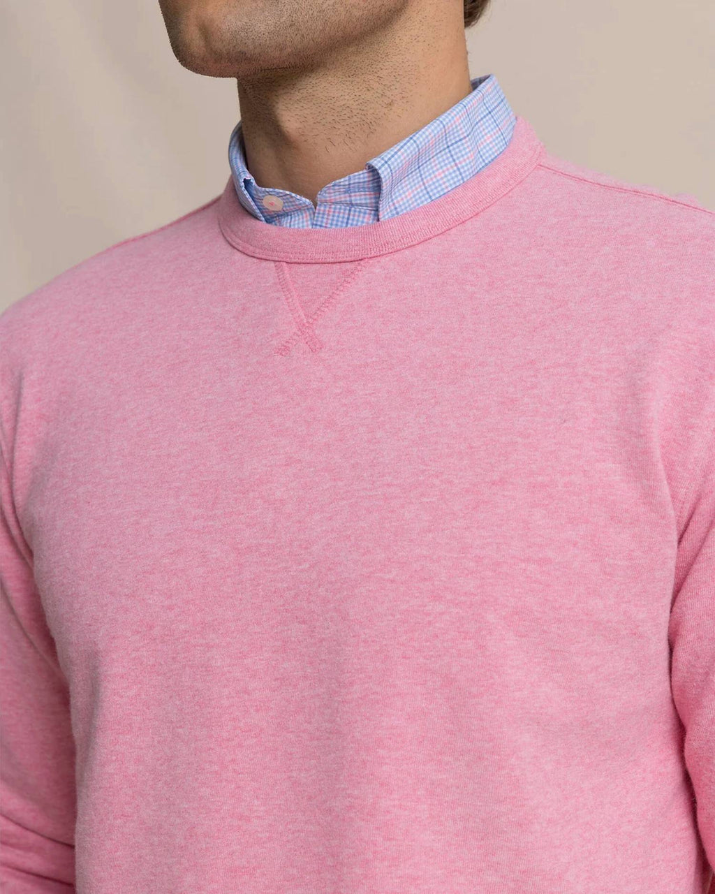 Upper Deck Crew Sweater In Heather Sea Pink