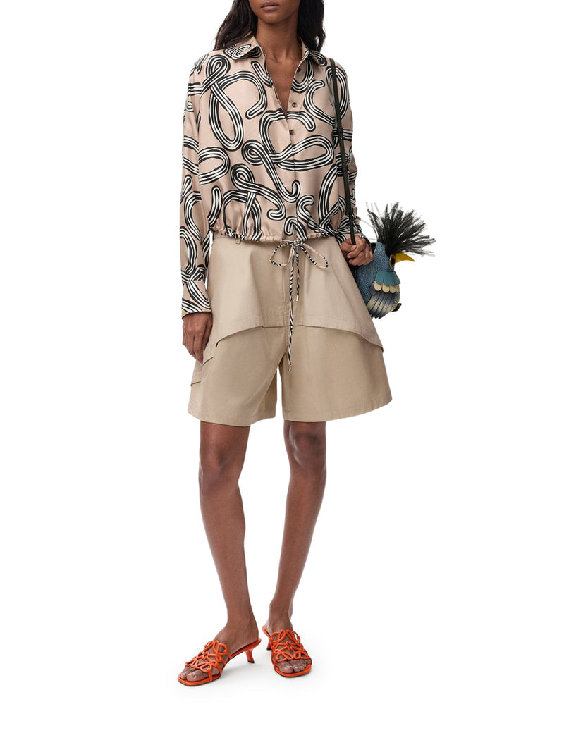 Loewe X Paula`S Ibiza Women Lightweight Cotton Shorts With Asymmetric Panel Construction