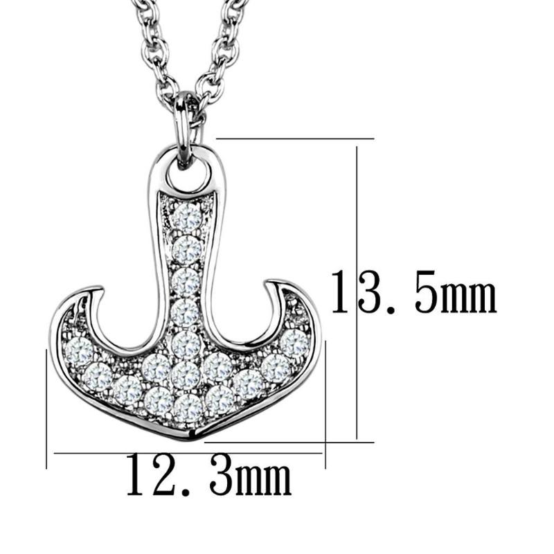 Rhodium Brass Chain Pendant with AAA Grade CZ in Clear