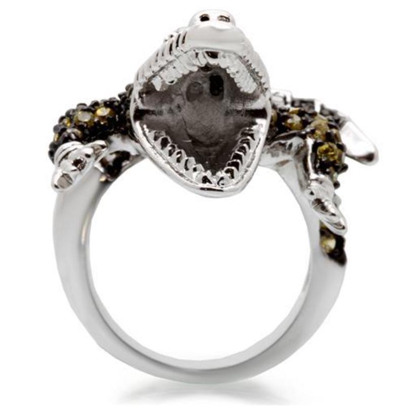 Rhodium + Ruthenium Brass Ring with AAA Grade CZ in Multi Color