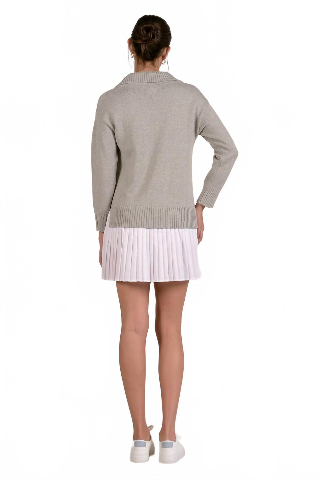 Sweater Dress With Pleated Skirt In Multi