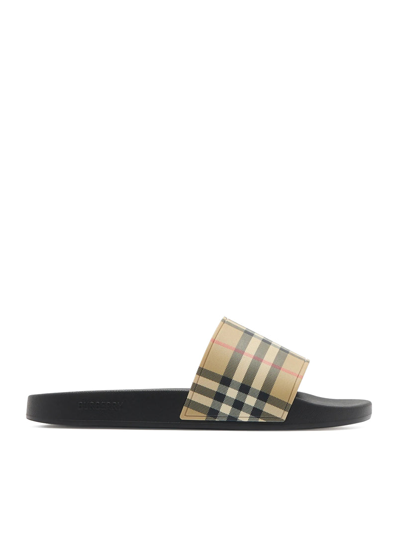 Burberry Men Slippers With Check Print Band