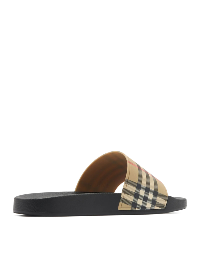 Burberry Men Slippers With Check Print Band