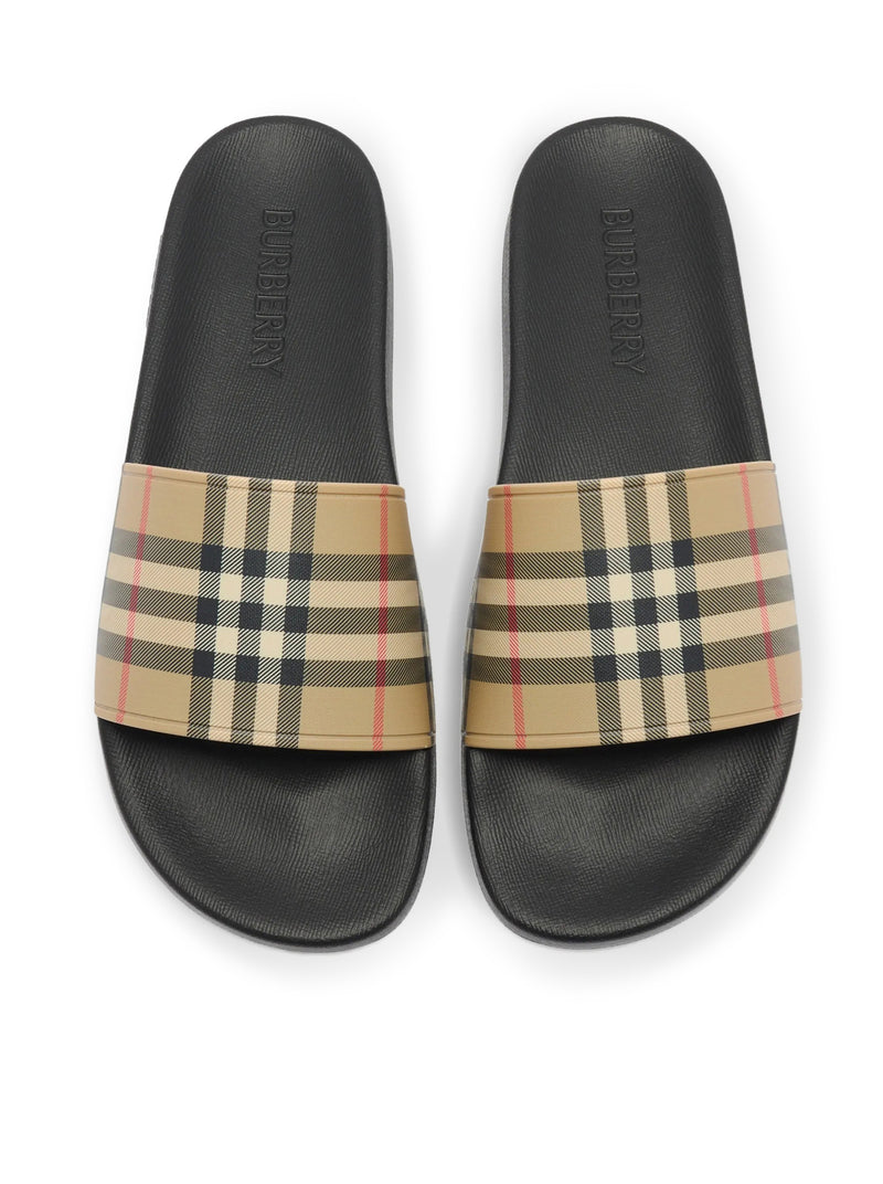 Burberry Men Slippers With Check Print Band