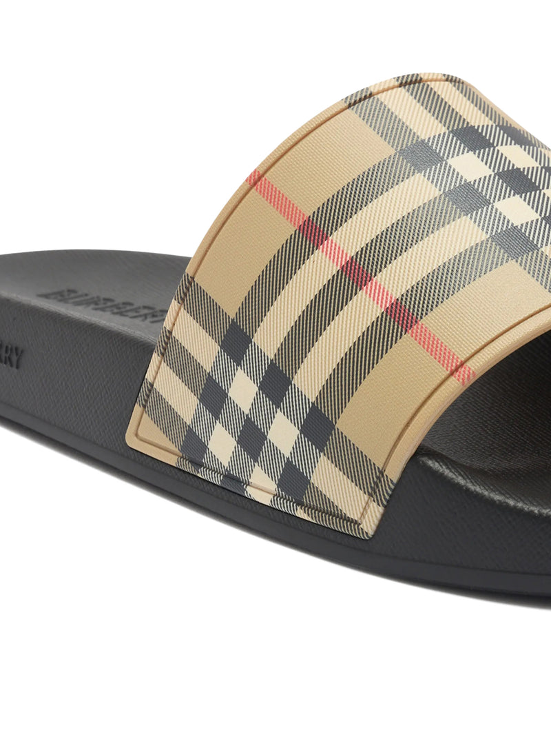 Burberry Men Slippers With Check Print Band