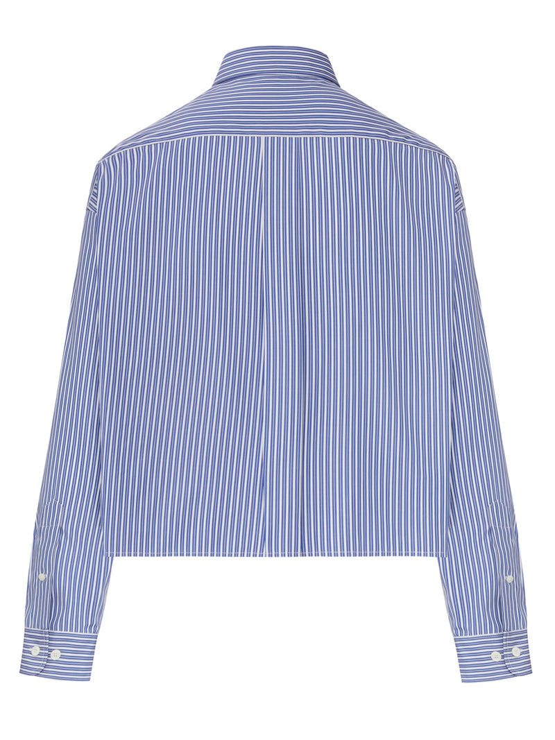 Miu Miu Women Cropped Striped Cotton Shirt