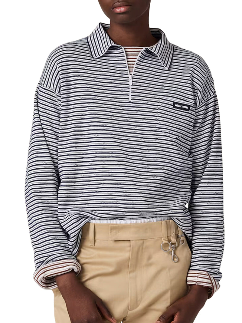Miu Miu Women Cotton, Cashmere And Silk Polo Shirt