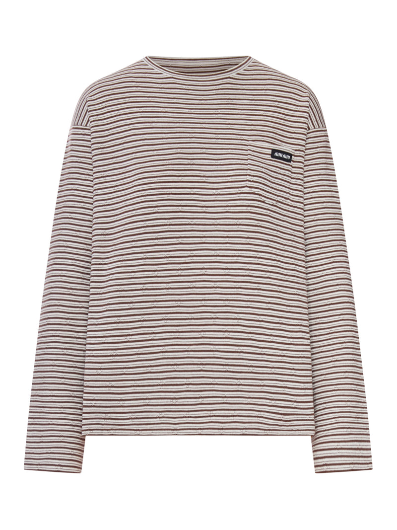 Miu Miu Women Striped Cotton And Cashmere Blend T-Shirt