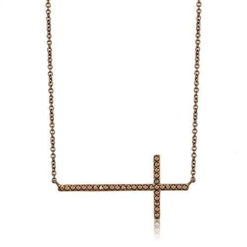 IP Coffee light Brass Chain Pendant with AAA Grade CZ in Light Coffee