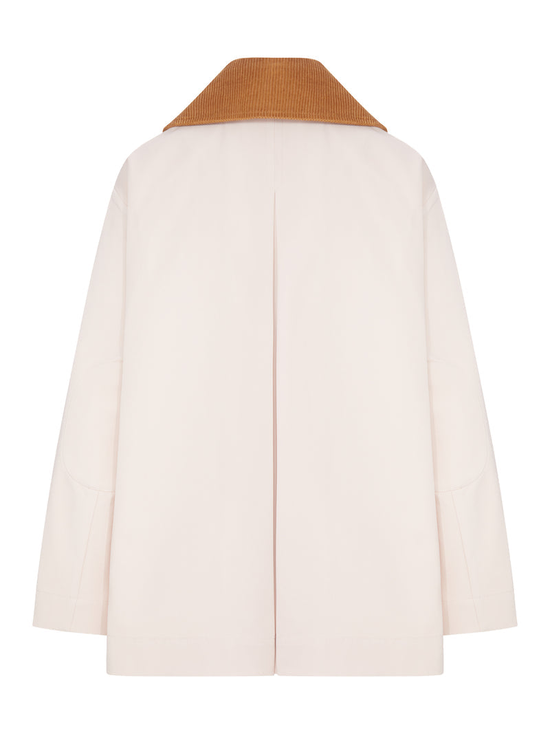 Ganni Women Pink Twill Jacket With Corduroy Collar