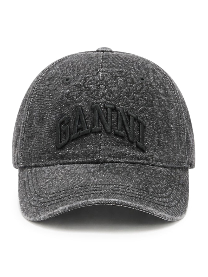 Ganni Women Embroidered Denim Cap