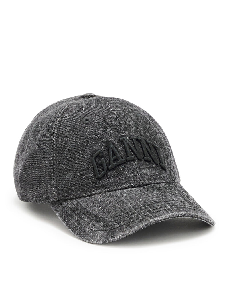 Ganni Women Embroidered Denim Cap