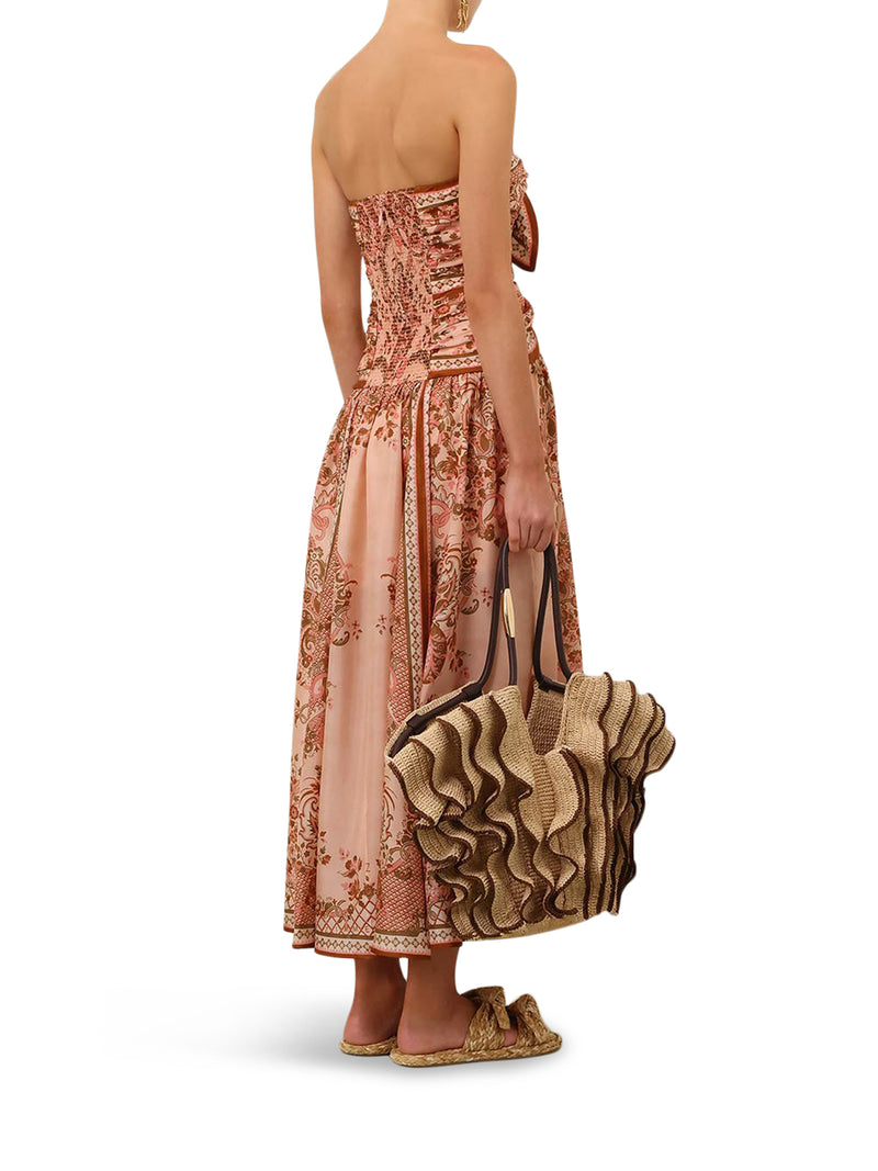Zimmermann Women Aster Silk Midi Dress With Cut-Out Insert And Bows