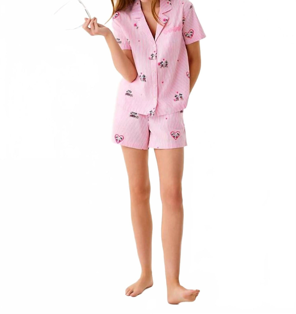 Elly Pj Boxer In Multi Disney Half Drop Overprint