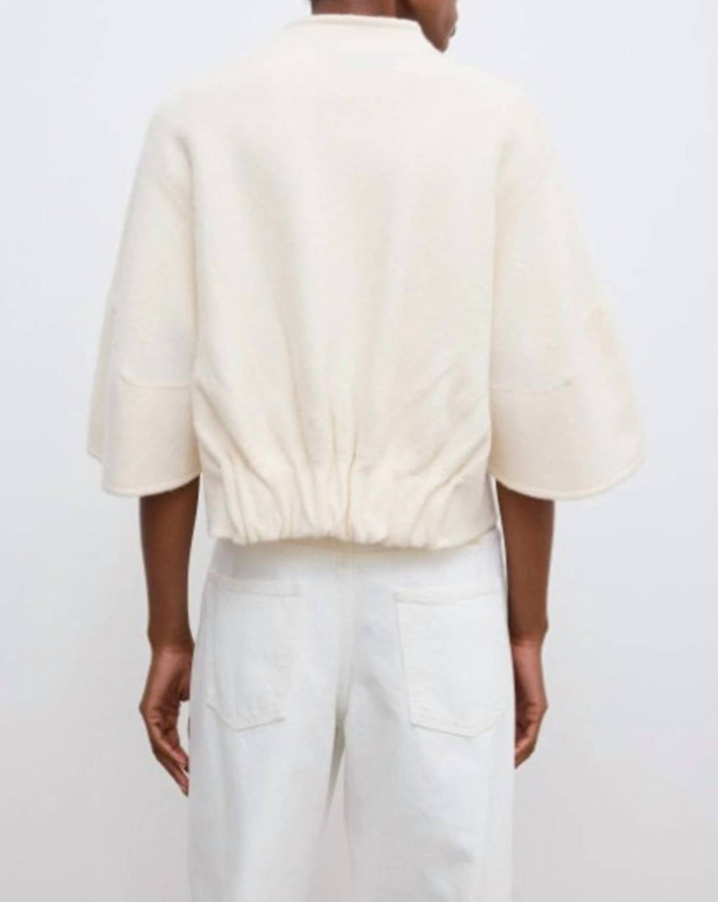Short Wool Cardigan In Off White