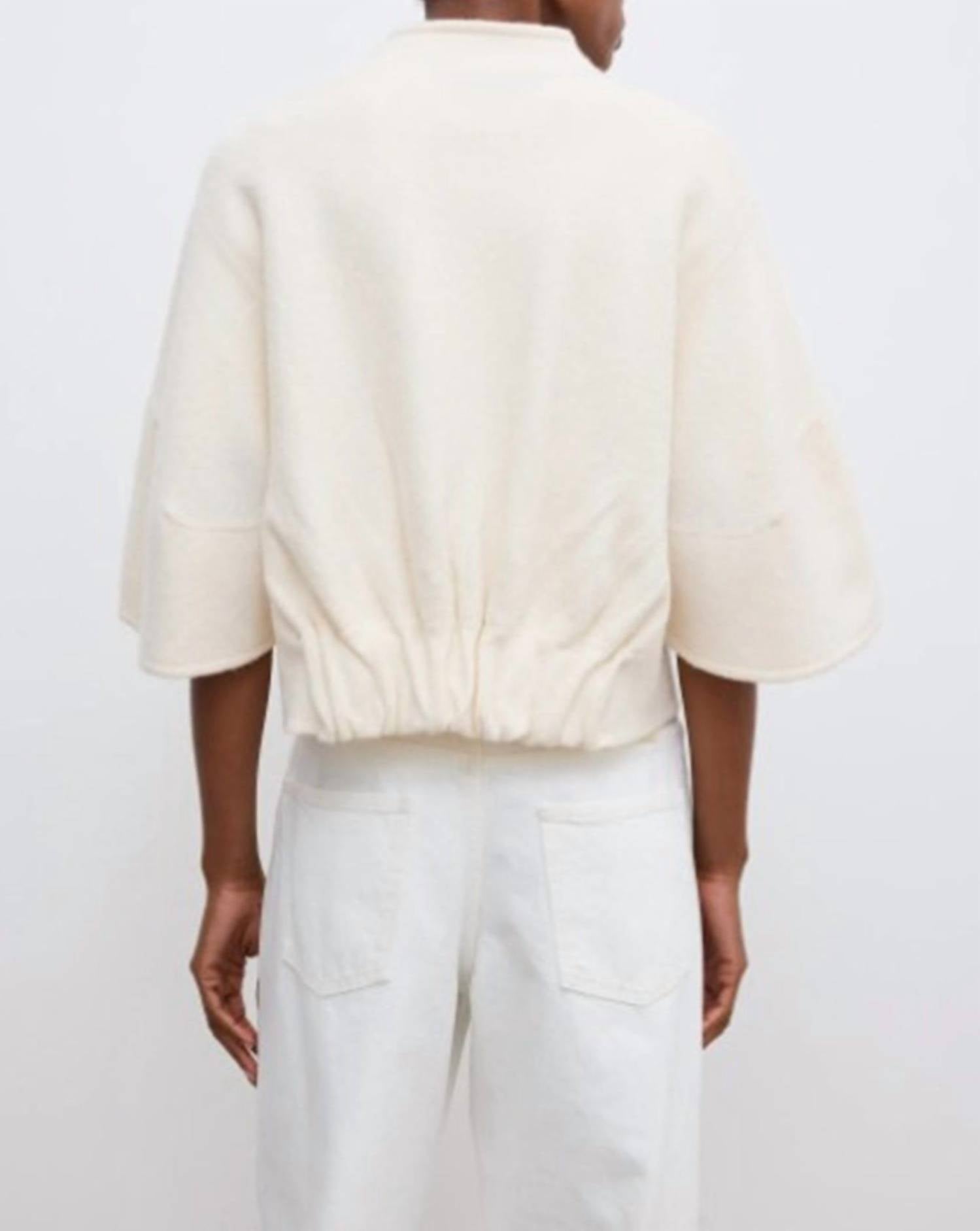 Short Wool Cardigan In Off White