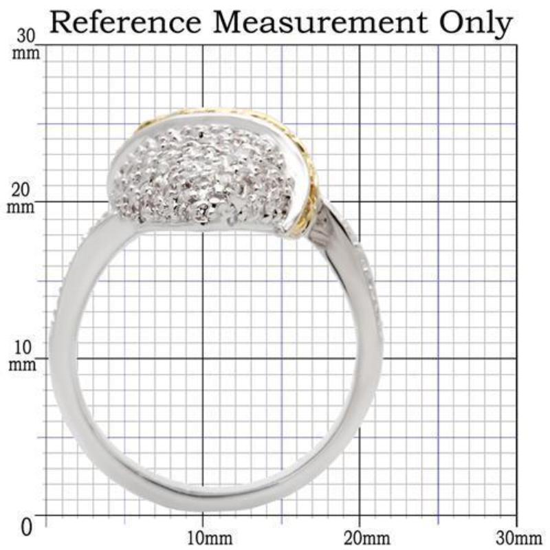 Gold+Rhodium Brass Ring with AAA Grade CZ in Topaz