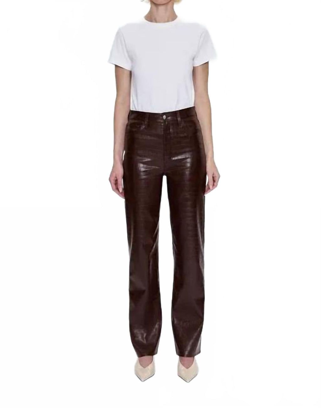 Cassie Straight Leg Pant In Brown Croc