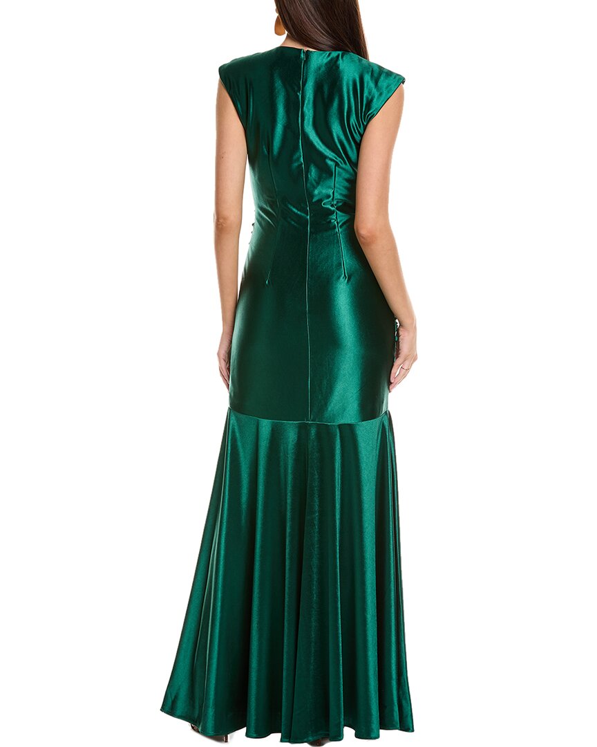 Rene Ruiz Hand-Draped Metallic Stretch Gown