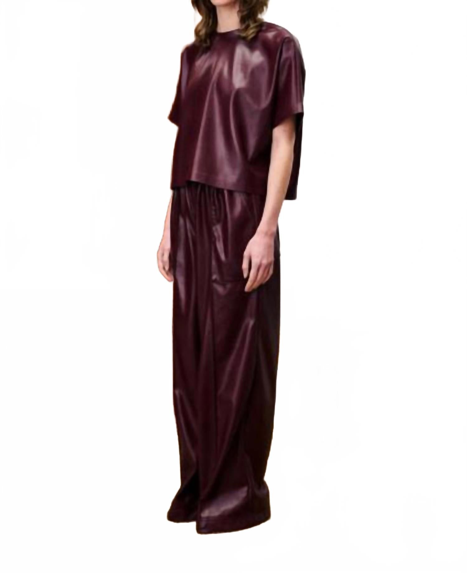 Michaux Faux Leather Pants In Bordeaux