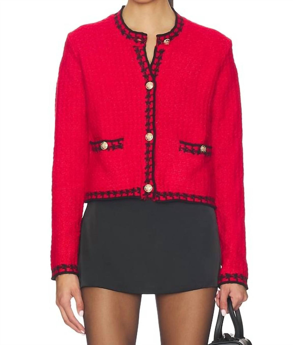 Benedict Cardigan Top In Preppy Crimson