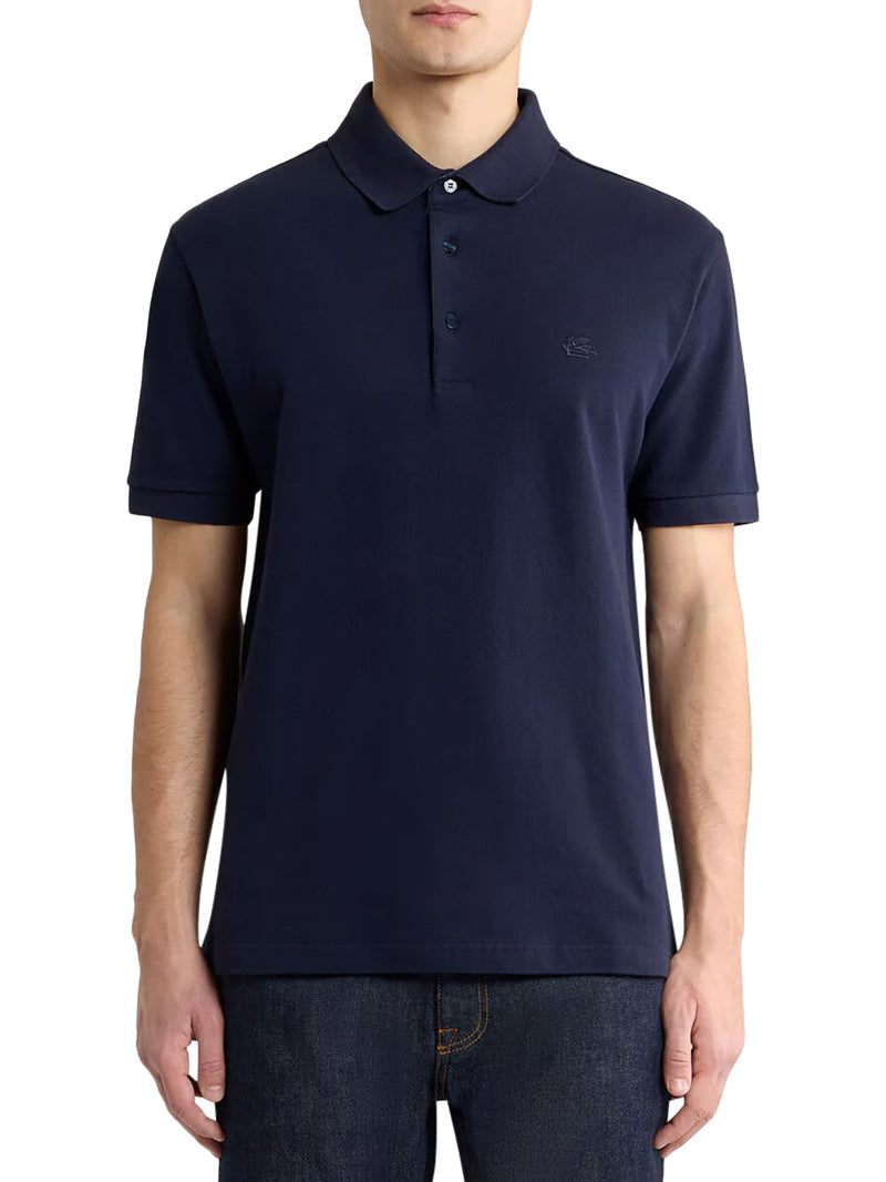 Etro Men Cotton Polo Shirt With Printed Details