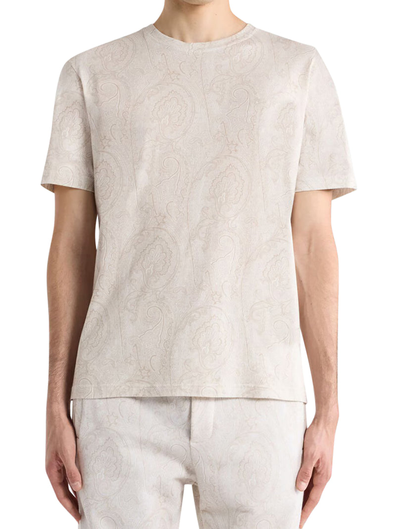 Etro Men Cotton T-Shirt With Arnica Pattern