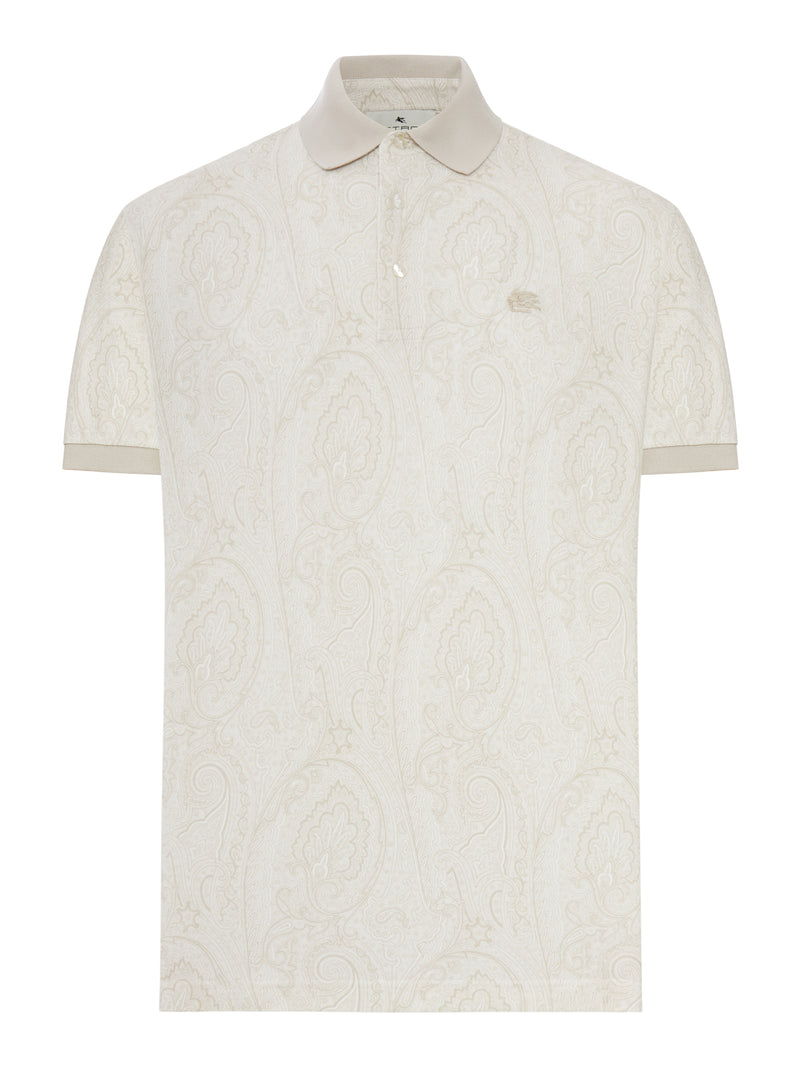 Etro Men Cotton Polo Shirt With Arnica Pattern