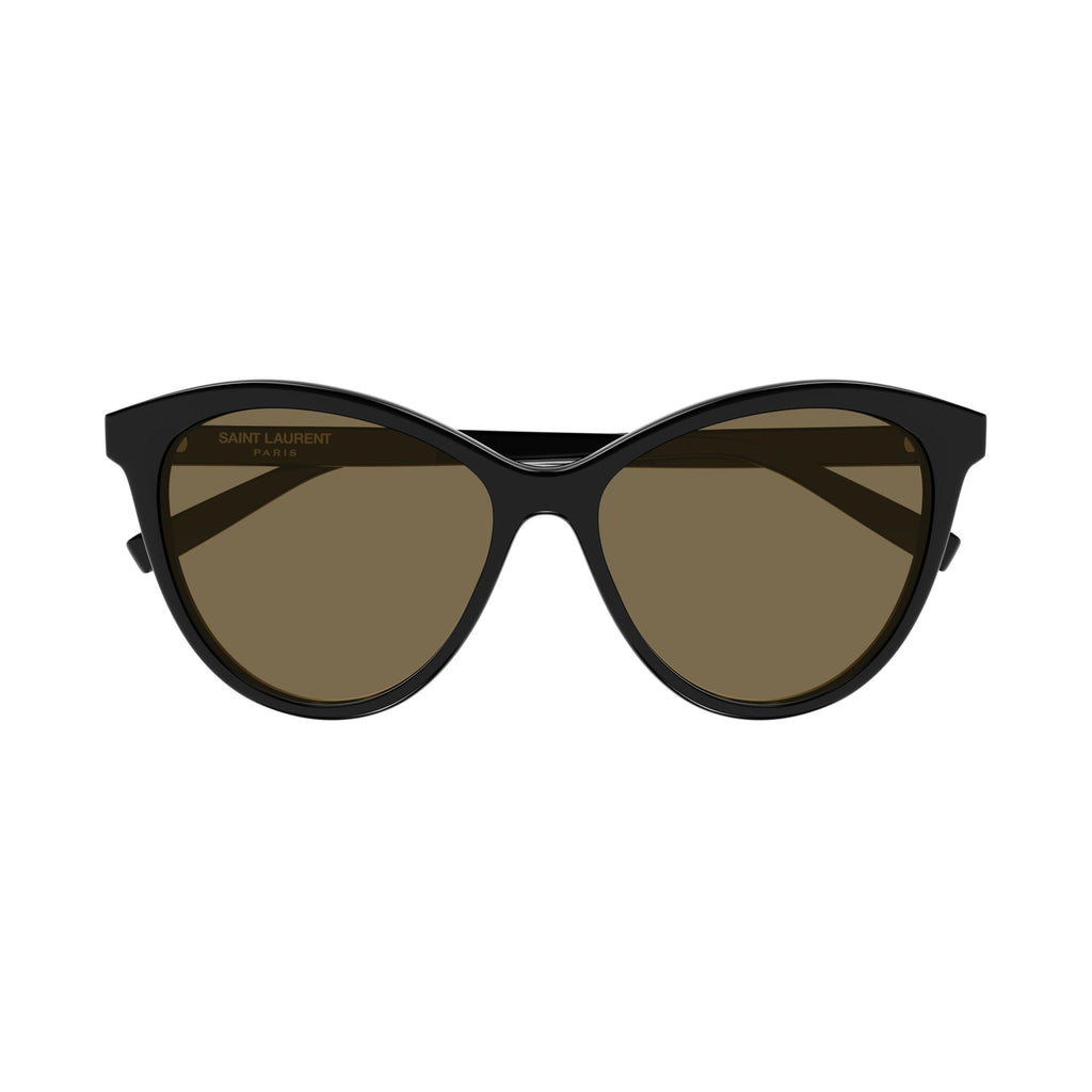 Glossy Black Cat-Eye Sunglasses With Subtle Logo Detail