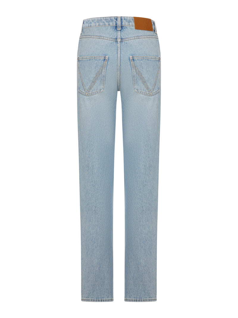 Bottega Veneta Women Straight Leg Denim Jeans, Light Wash