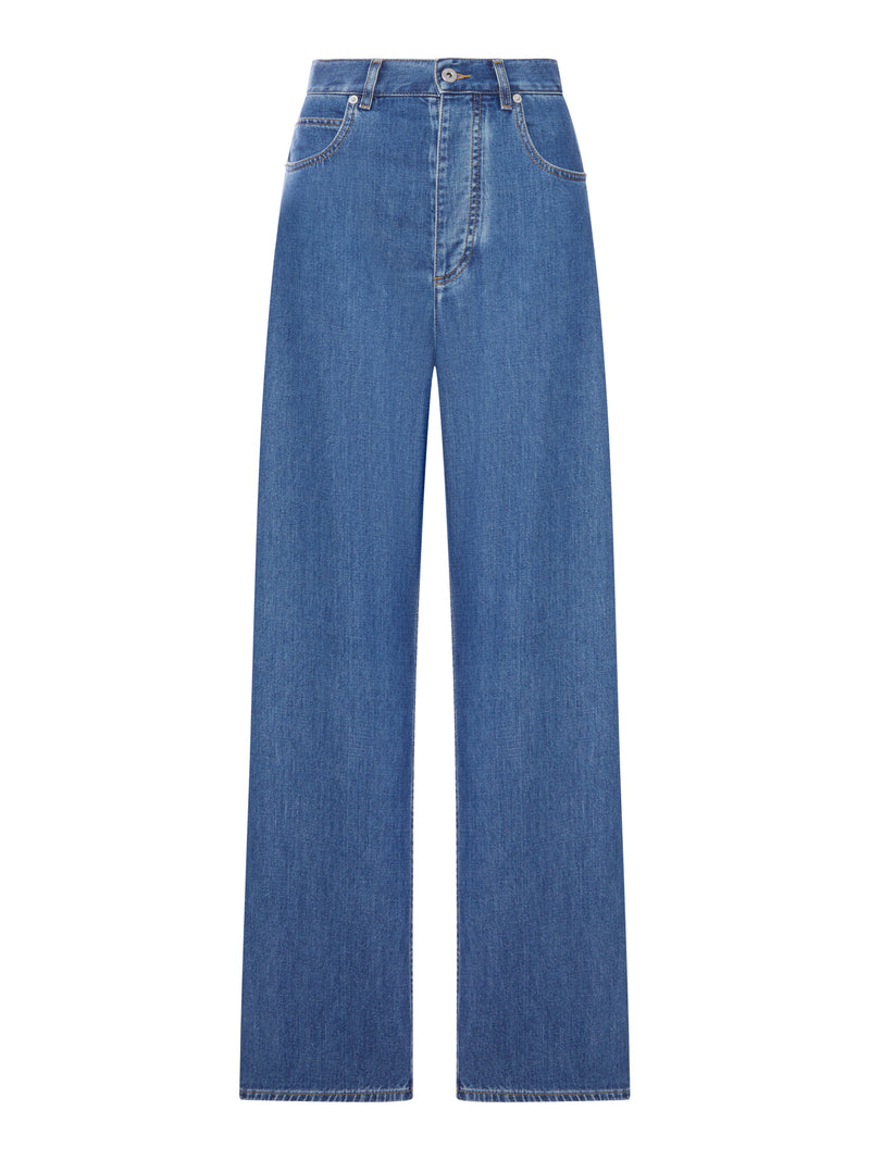 Bottega Veneta Women Atlantic Blue Wash Wide-Leg Jeans