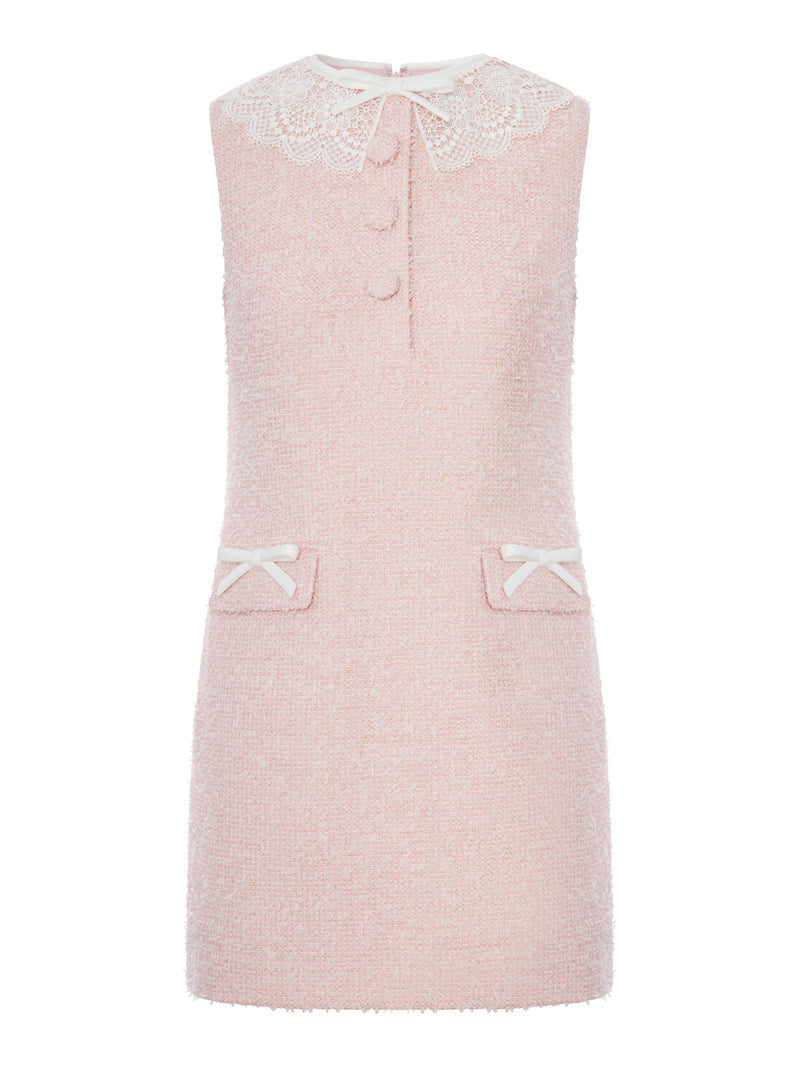 Self-Portrait Women Pink Mini Dress With Boucle Lace Collar