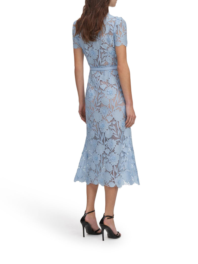 Self-Portrait Women Midi Lace Dress With Layers On The Neck
