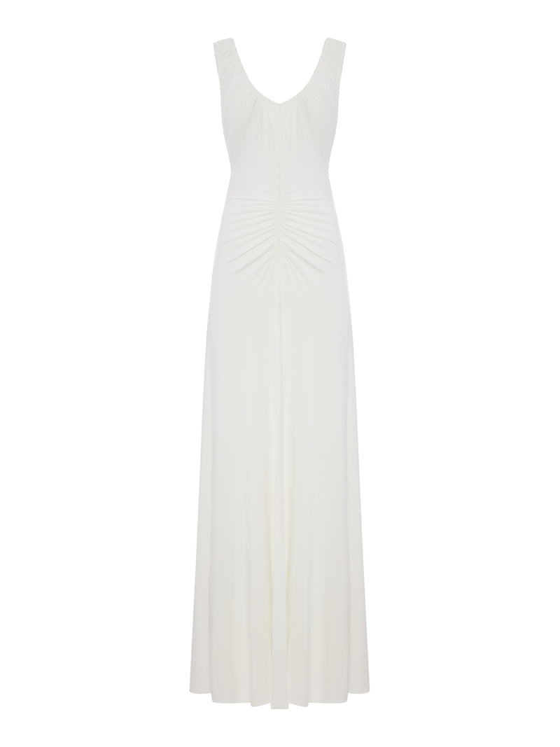 Self-Portrait Women Long White Jersey Dress With Gripping