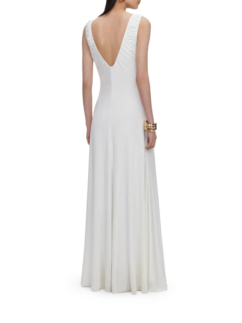 Self-Portrait Women Long White Jersey Dress With Gripping