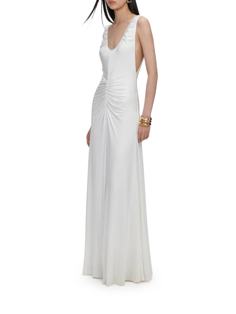 Self-Portrait Women Long White Jersey Dress With Gripping