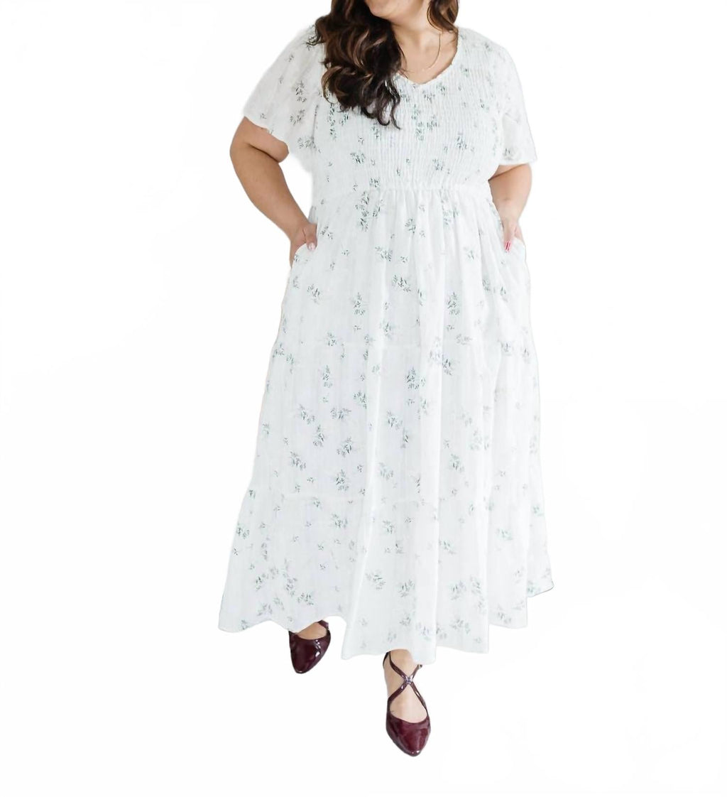 Meadow Floral Maxi Dress In White