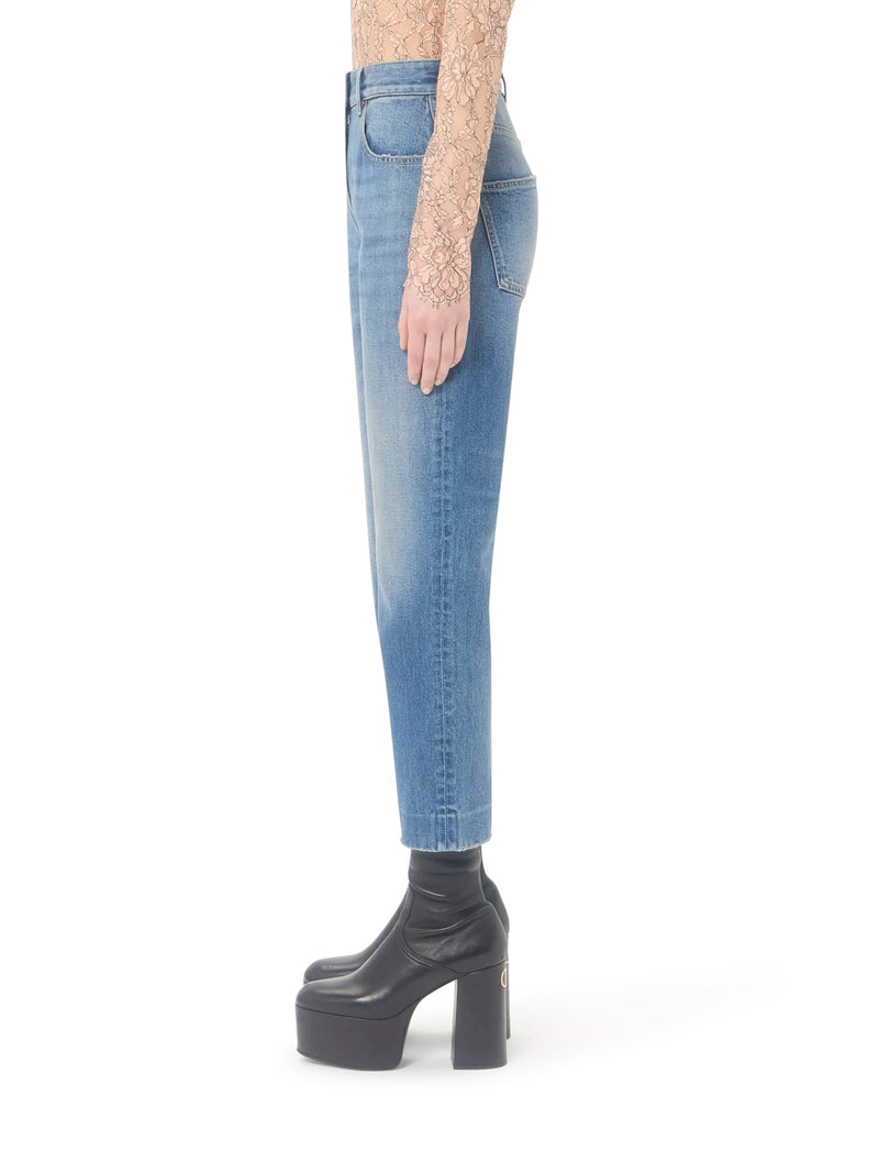 Valentino Garavani Women Light Wash Denim Flared Leg Cropped Jeans