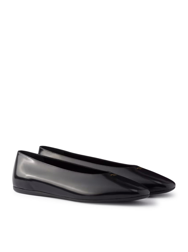 Prada Women Brushed Leather Ballerinas