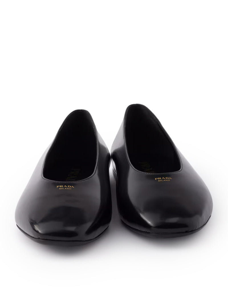 Prada Women Brushed Leather Ballerinas